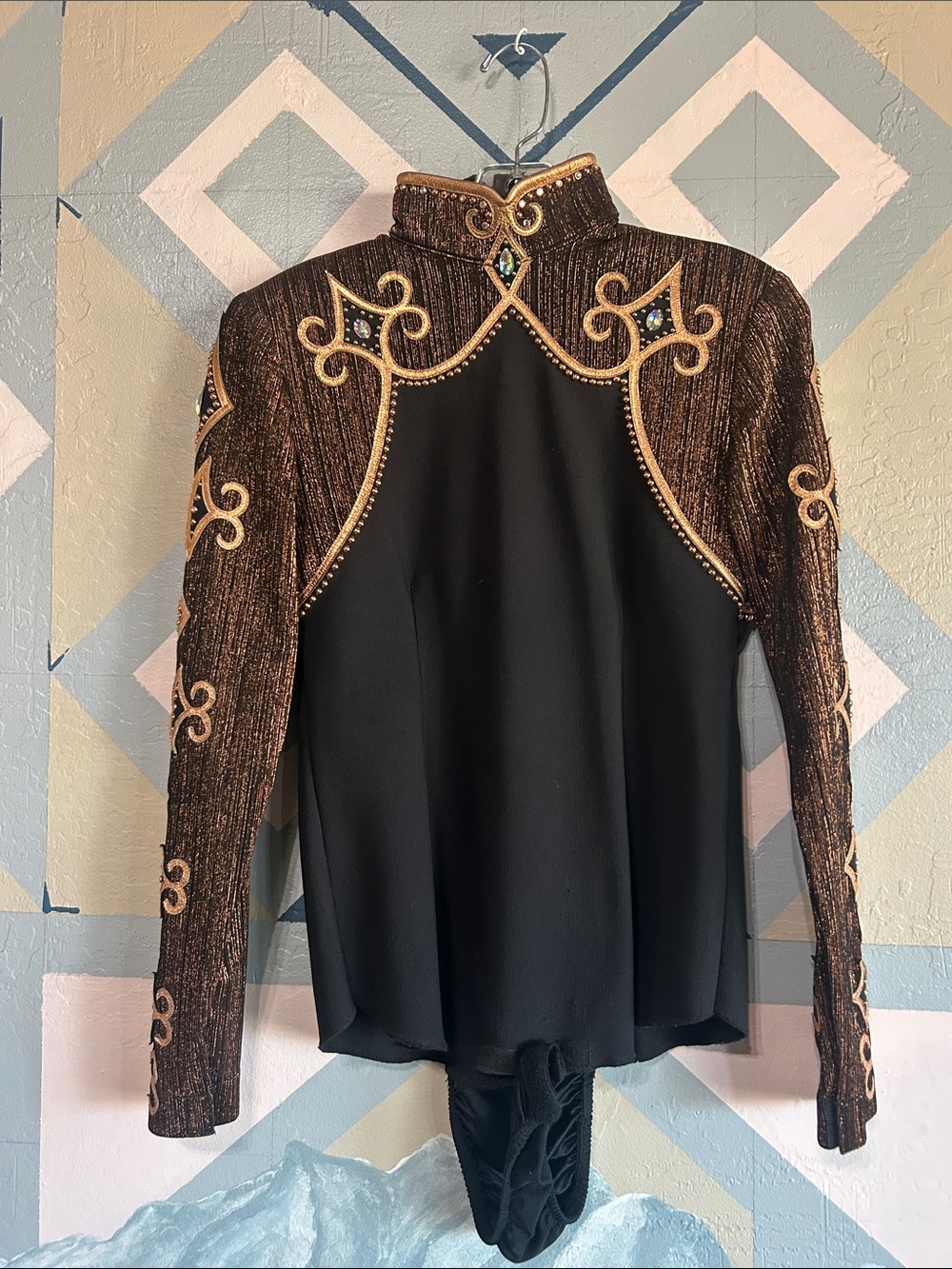 Western pleasure showmanship Embellished Black and Bronze Performance Top